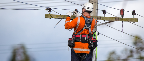 Personnel on utility pole